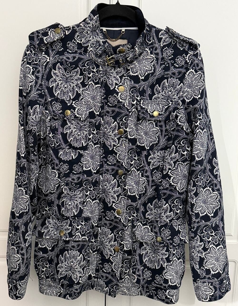 Banana Republic Blue/White Floral Print Jacket Size M